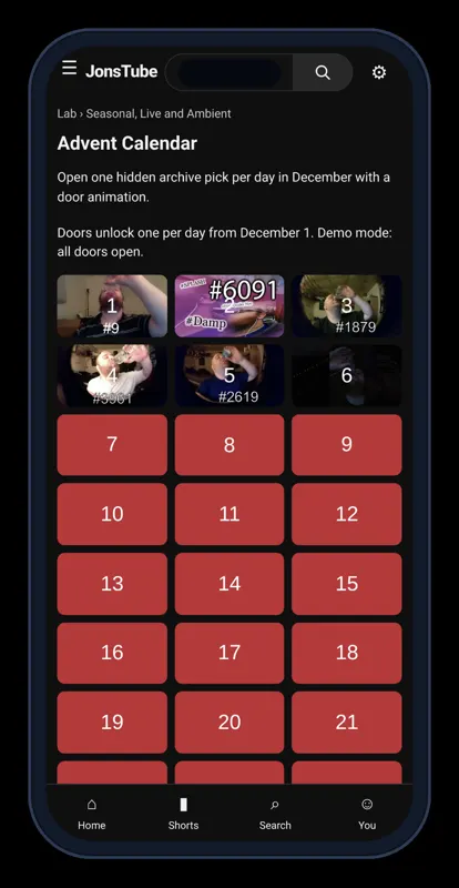 Phone showing the Advent calendar experiment